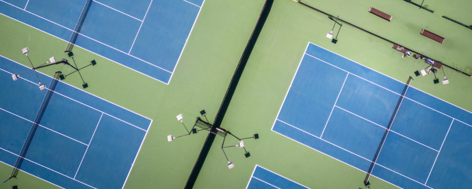 aerial shot of hard courts